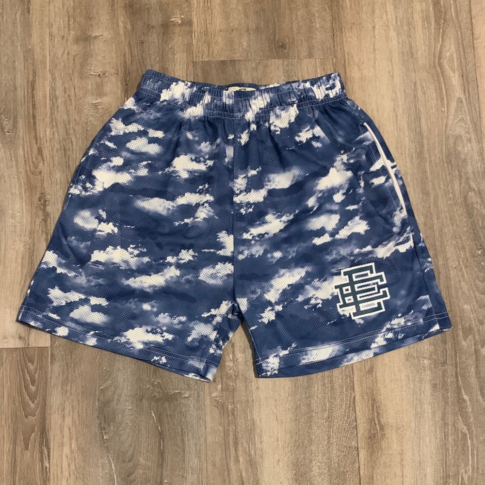 Eric Emanuel Blue And White Cloud Pattern Men Sho… - image 1